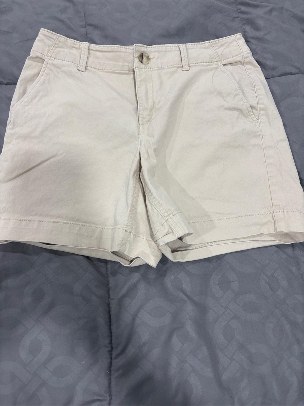 LOFT Cream Chino Bermuda Shorts with Belt Loops